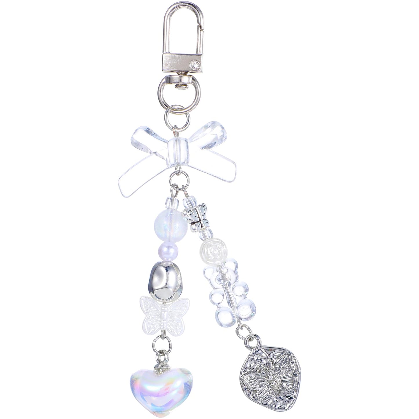 Mabor Aesthetic Y2K Keychains Cute Butterfly Star Strawberry Bear Guitar Keychains Phone Charms for Women Keys Wallet Bags Purse Gifts Accessories, Transparent, Medium