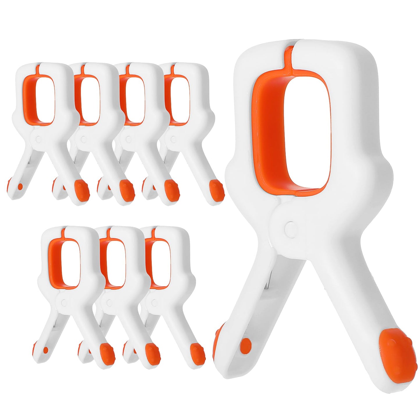 Tyqour 8pcs Beach Towel Pegs for Sun Loungers, Sunbed Towel Clips, Sunbed Pegs, Plastic Pegs Clips Clamps, Heavy Duty Clothes Pegs Strong Grip Keep Your Towel from Blowing Away(white)
