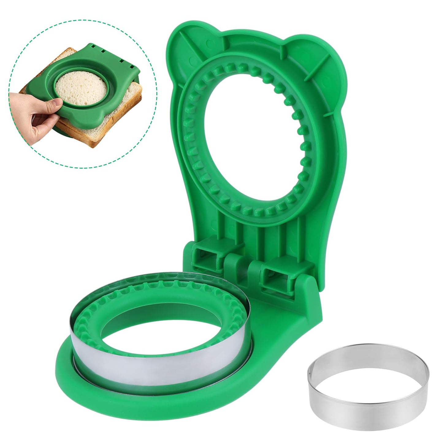 Sandwich Cutter and Sealer for Kids, Mabor Green Decruster Sandwiches for Boys Girls Uncrustable Sandwich for Breakfast Sandwich Maker