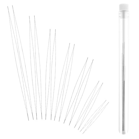 14 PCS Beading Needles for Seed Beads Stainless Steel Embroidery Sewing Needles, Bead Needle with Storage Tube Big Eye Bead Threader Collapsible Beading Needle for Craft and Jewellery Making, 7 Sizes