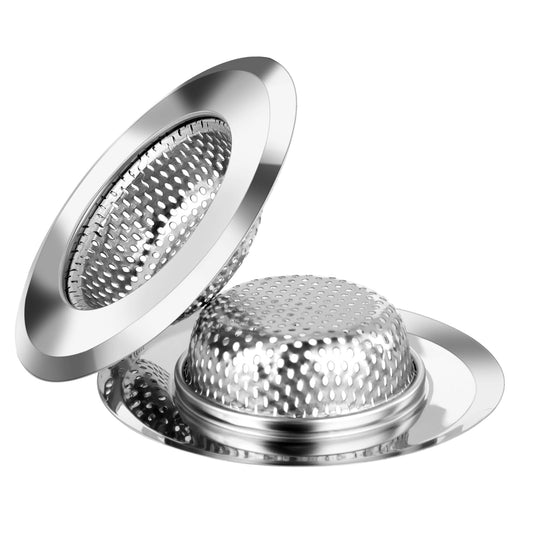 2 Pack Kitchen Sink Strainer Stainless Steel Kitchen Sink Strainers for Drain Sink Drain Basket Upgraded Double-Layer Safe Design Kitchen Sink Strainer Food Catcher Filter for Most Kitchen (4.5 Inch)