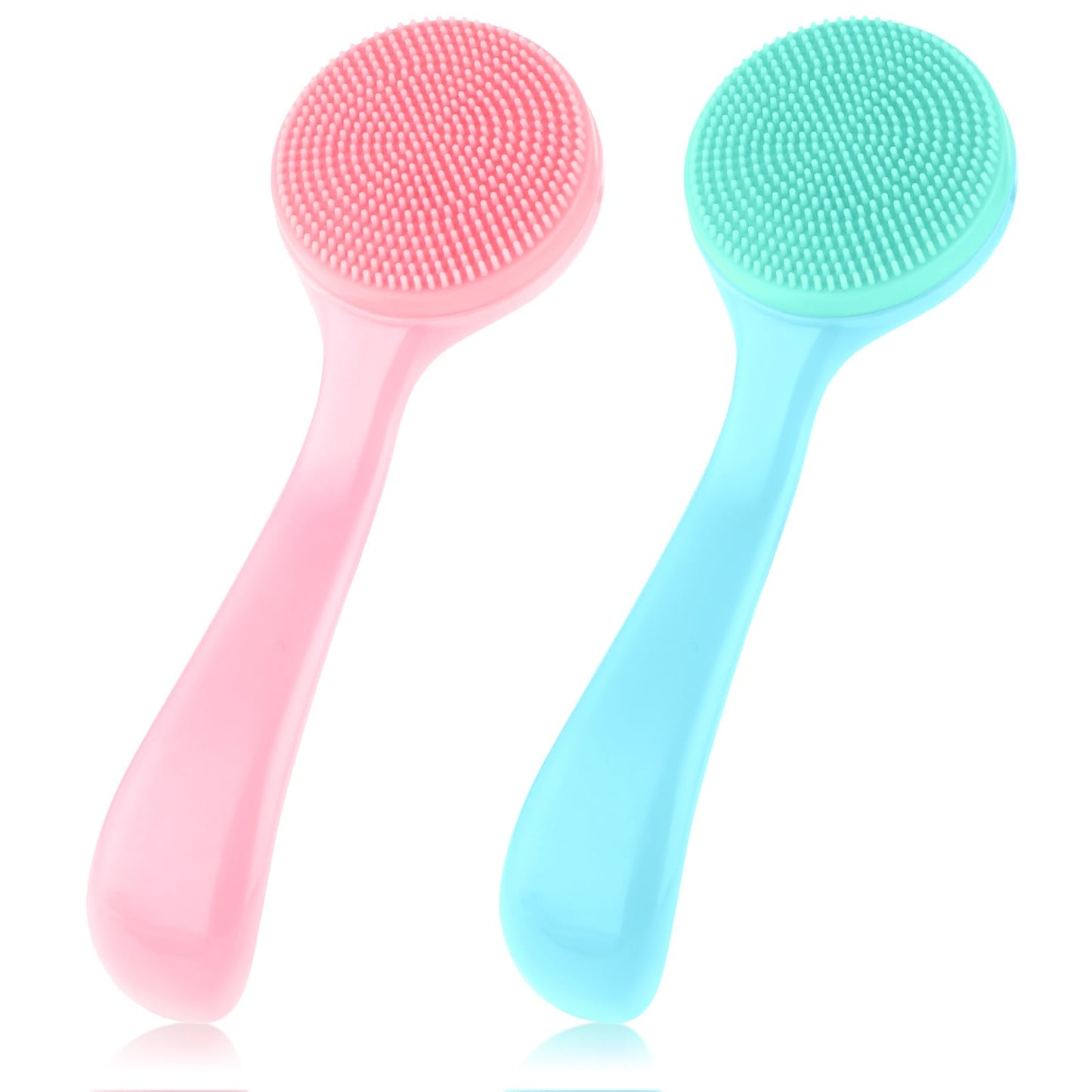 2 Pcs Facial Scrub Brush Silicone Manual Facial Cleansing Brush Handheld Exfoliator Soft Bristles Scrubber Skin Friendly Waterproof Face Cleaning Scrubber for Blackheads Makeup Residues Removal