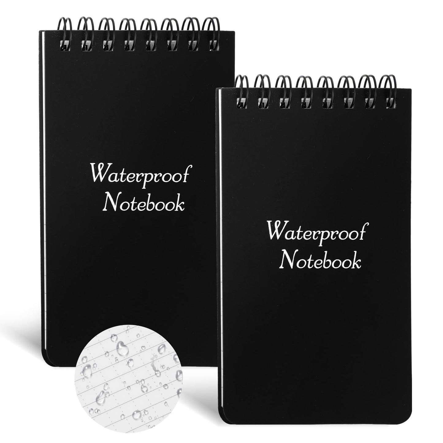 Ouligay 2pcs Waterproof Notepad, Waterproof Notebook, Small Spiral Notebook 3x5, Pocket Size Notebook Can Be Written In the Rain for Outdoor Office School (50 Sheet Per Notepad)