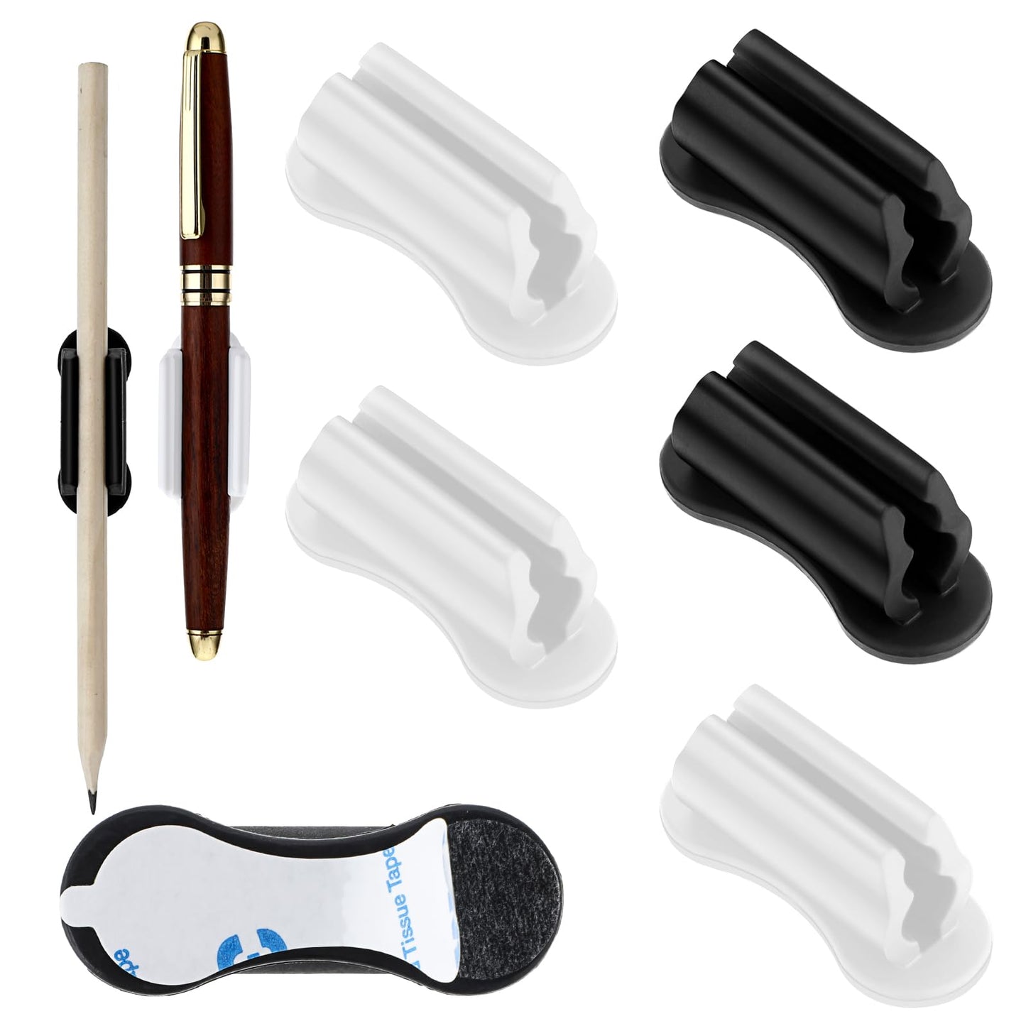 Nogeqi 6 Pcs Whiteboard Pen Holder for Notebook Upgraded Adhesive Notebook Pen Holder Flexible Wall Mount Pen Holder Pen Holder for Desk Office Classroom Desk Organizer Accessories