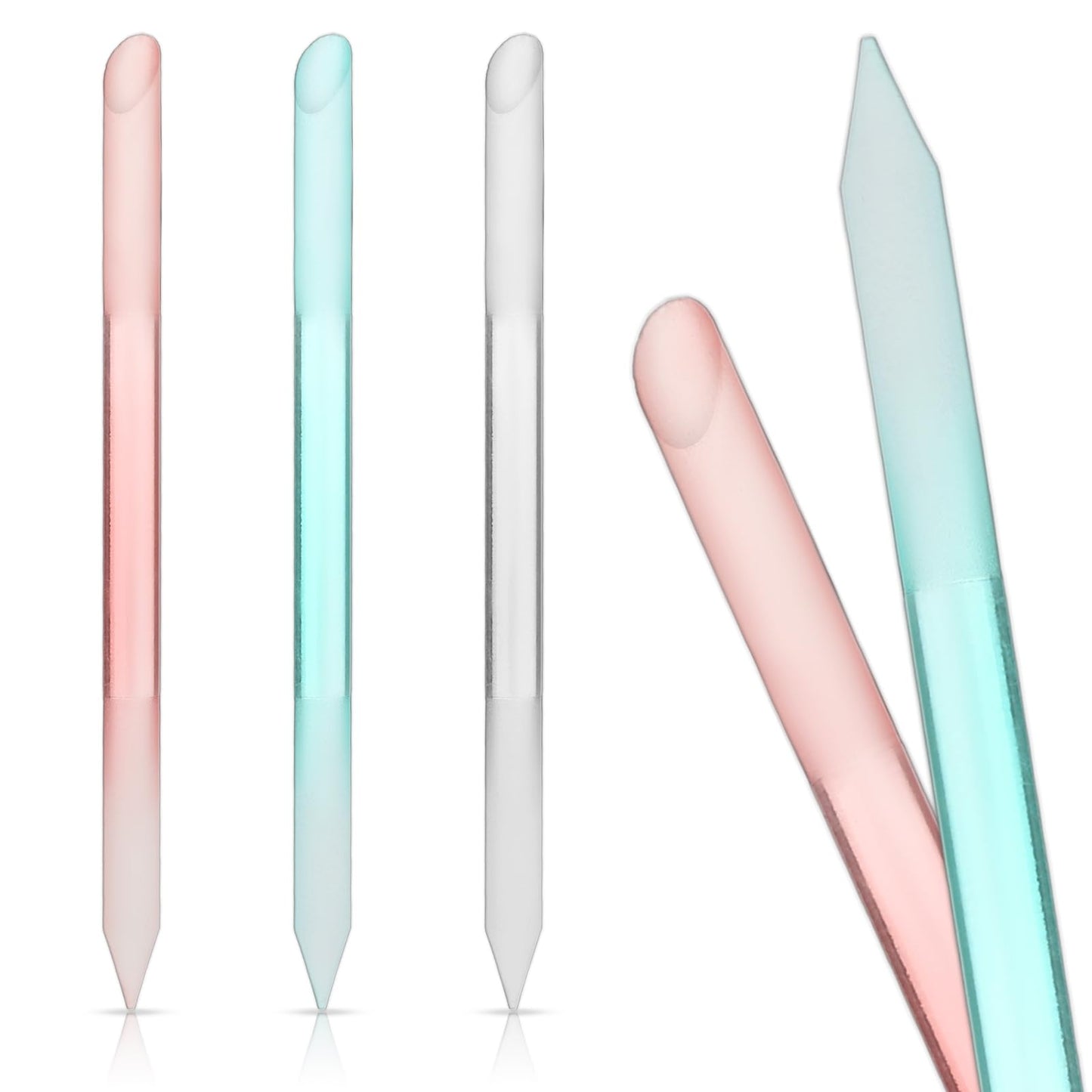 3 Pcs Glass Cuticle Pusher Glass Cuticle Stick Set Cuticle Remover Tool Double Sided Crystal Glass Nail Files Cuticle Filing Pusher Double Headed Glass Nail Cuticle Pusher For Cuticles Care