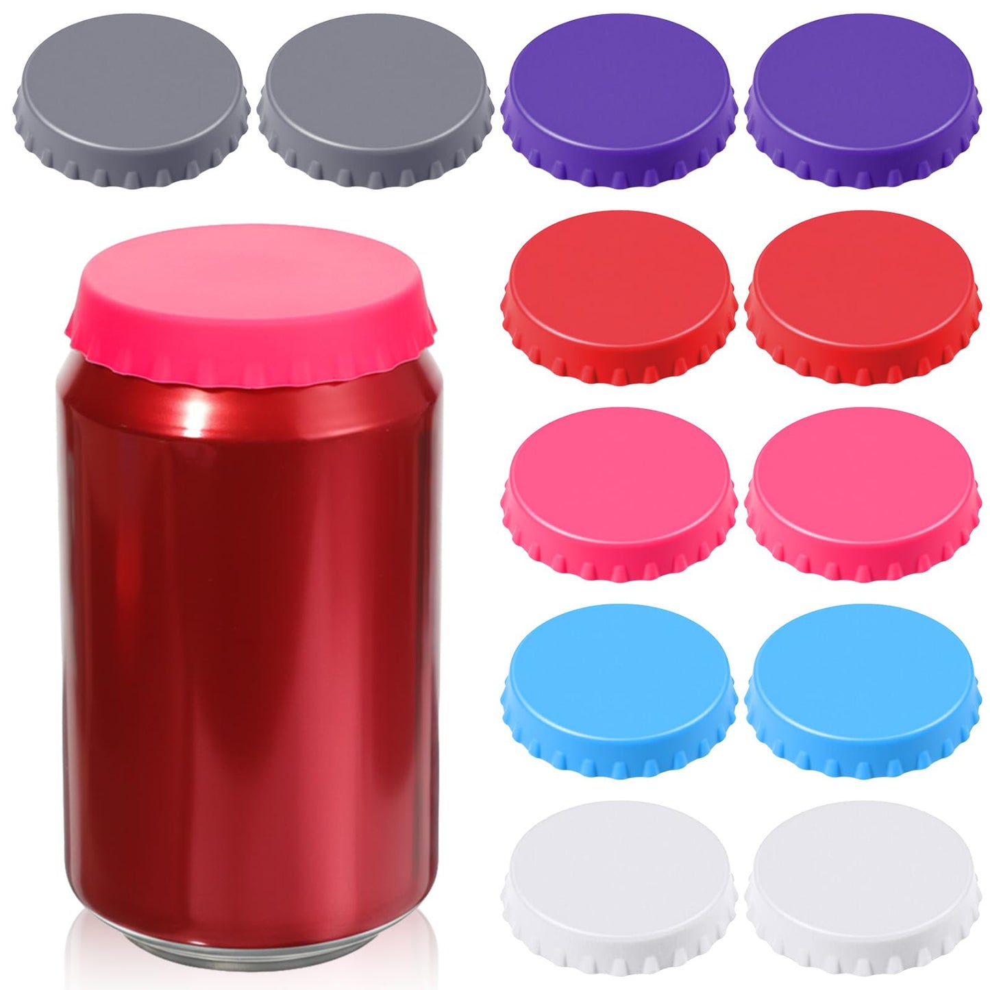 Chsoejuf 12 PCS Silicone Soda Can Lids, Reusable Silicone Can Stopper