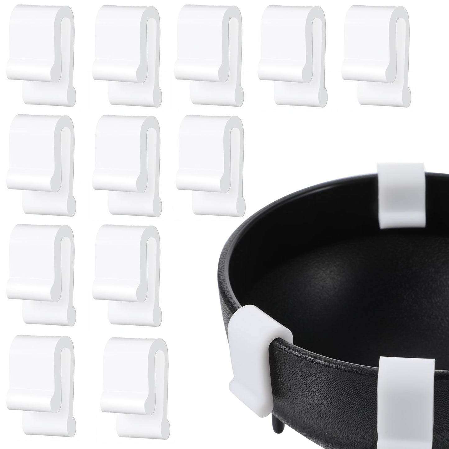 12 Pcs Dutch Oven Lid Protector Clips Silicone Cookware Protector Clips Plastic Pan Protective Clips Silicone Dutch Oven Lid Protectors For Stacking & Display Of Dutch Oven Pots (White)