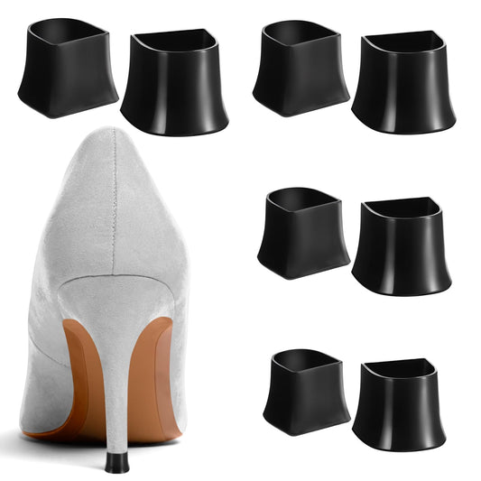 Xinjoduz 8 PCS Heel Caps for High Heels, Black High Heel Protectors for Shoes Black Non-Slip Heel Stoppers Heel Replacement Tips Covers for Grass Wedding Gravel Wetlands Outdoor Events(XXS,XS,S,M)