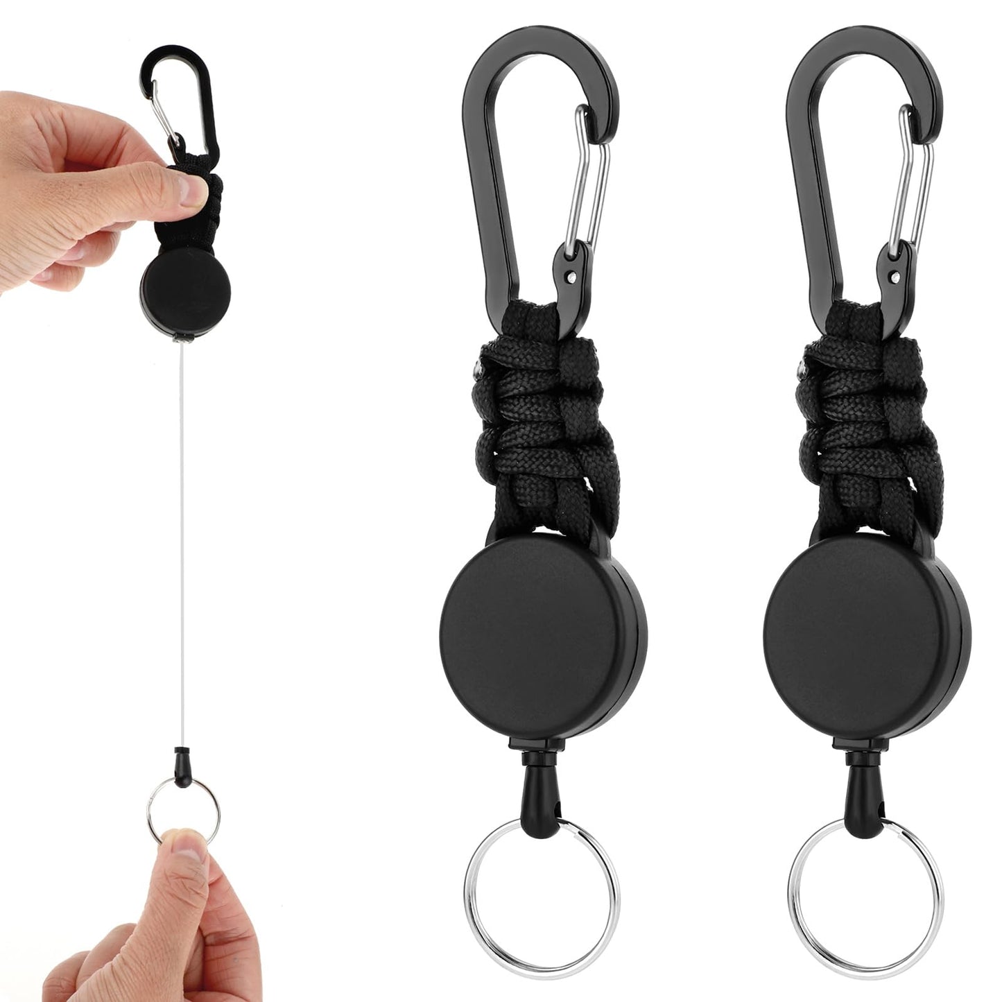 Mabor 2 Pcs Extendable Lanyard Heavy Duty, Extendable Keyring with Clip,Steel Wire Rope & Heavy Duty,Smooth And Silent,Retractable Keychain,Lanyard Extender Retractable,Lanyard Clip