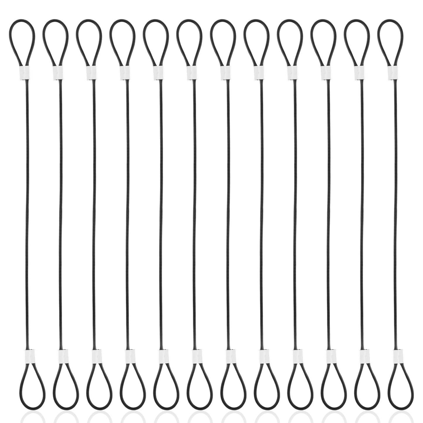 12 Pcs Stainless Steel Wire Rope Net Small Lanyard Braided Rope Lanyard Lanyard Cable Tether Safety Strap Safety Vinyl Cover Coated Short Rope Lanyard For Loss Prevention Locking Hanging Picture