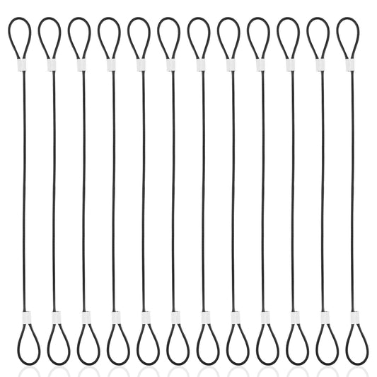 12 Pcs Stainless Steel Wire Rope Net Small Lanyard Braided Rope Lanyard Lanyard Cable Tether Safety Strap Safety Vinyl Cover Coated Short Rope Lanyard For Loss Prevention Locking Hanging Picture