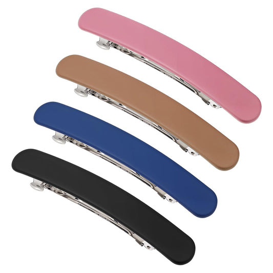 Xinjoduz 4 PCS Hair Barrettes for Women, Thick Medium Matte Hair Barrette Clips, Flat Hair Pins Strong Hold Vintage Hair Clips, Automatic French Hair Barrette Clip Accessories for Women Girls(4 Color)