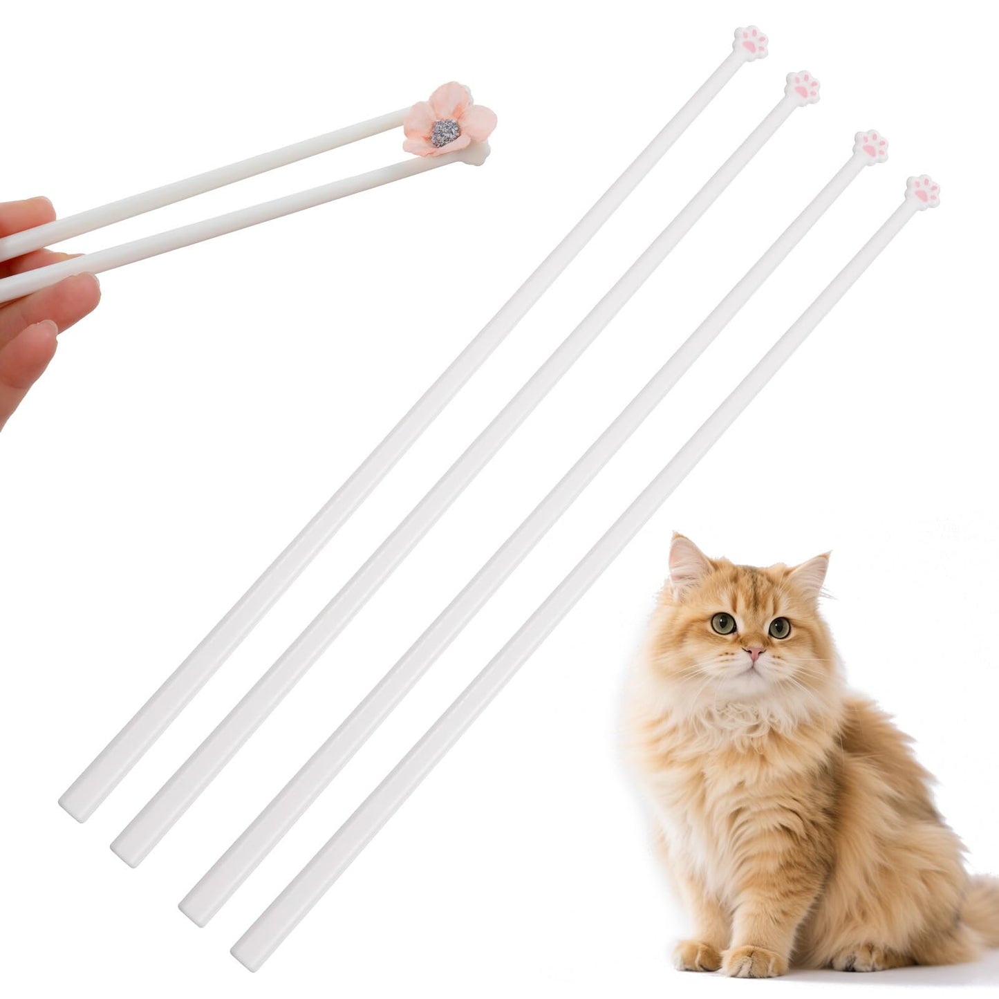 Ymapinc 4 Pairs Pink Cat Paw Chopsticks, Reusable Cute Cat Themed Chop Sticks Fun Pink Birthday Gifts for Women Move to A New House