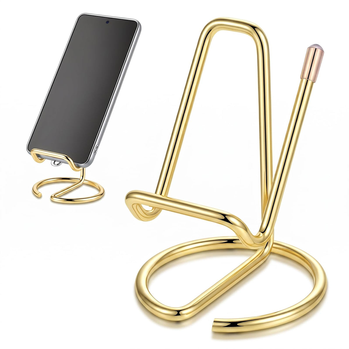 Chsoejuf Phone Stand for Desk, Universal Portable Gold Desk Organizer