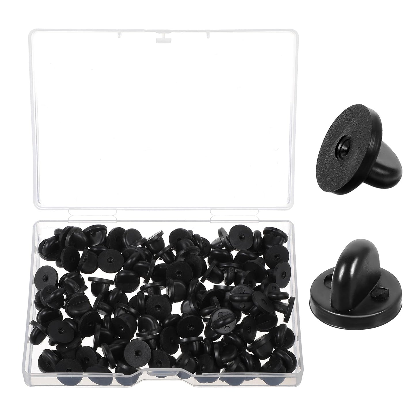 100PCS Rubber Pin Backs Rubber Lapel Pin Backs Coat Tie Tack Pin Backs Butterfly Clutch Pin Backings Pvc Rubber Mouse Ears Pin Backs for Badges Enamelled Pins Charms Bags Clothes Buttons Badges(Black)