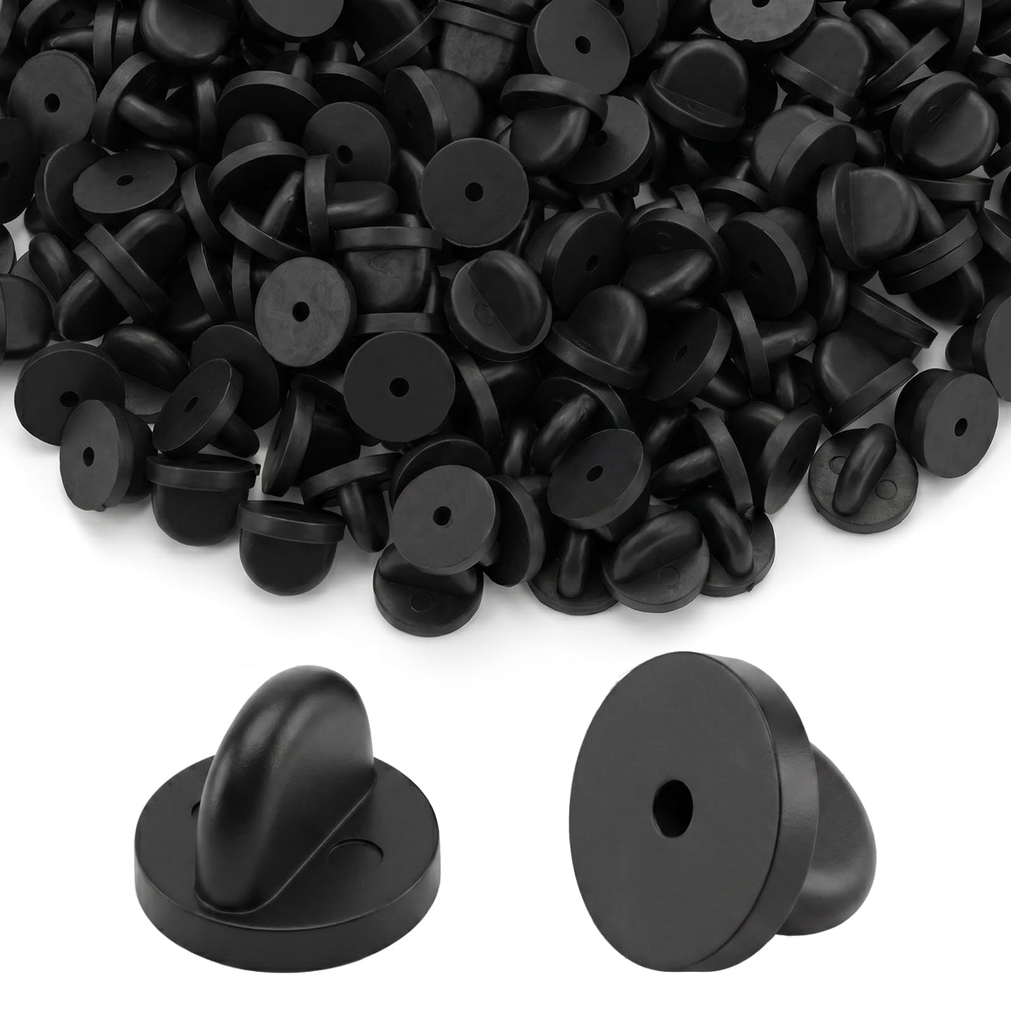 200pcs Rubber Pin Backs Black Rubber Clutch Fasteners