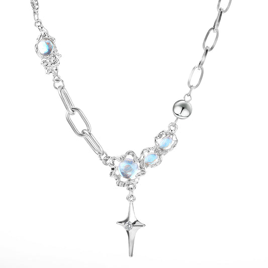 Y2k Pendant, Mabor Irregular Necklace Y2k Accessories Collar Chain Moonstone Necklace Metal Y2k Jewellery Cross Star Y2k Aesthetic Necklace for Girls Women Gothic Jewellery