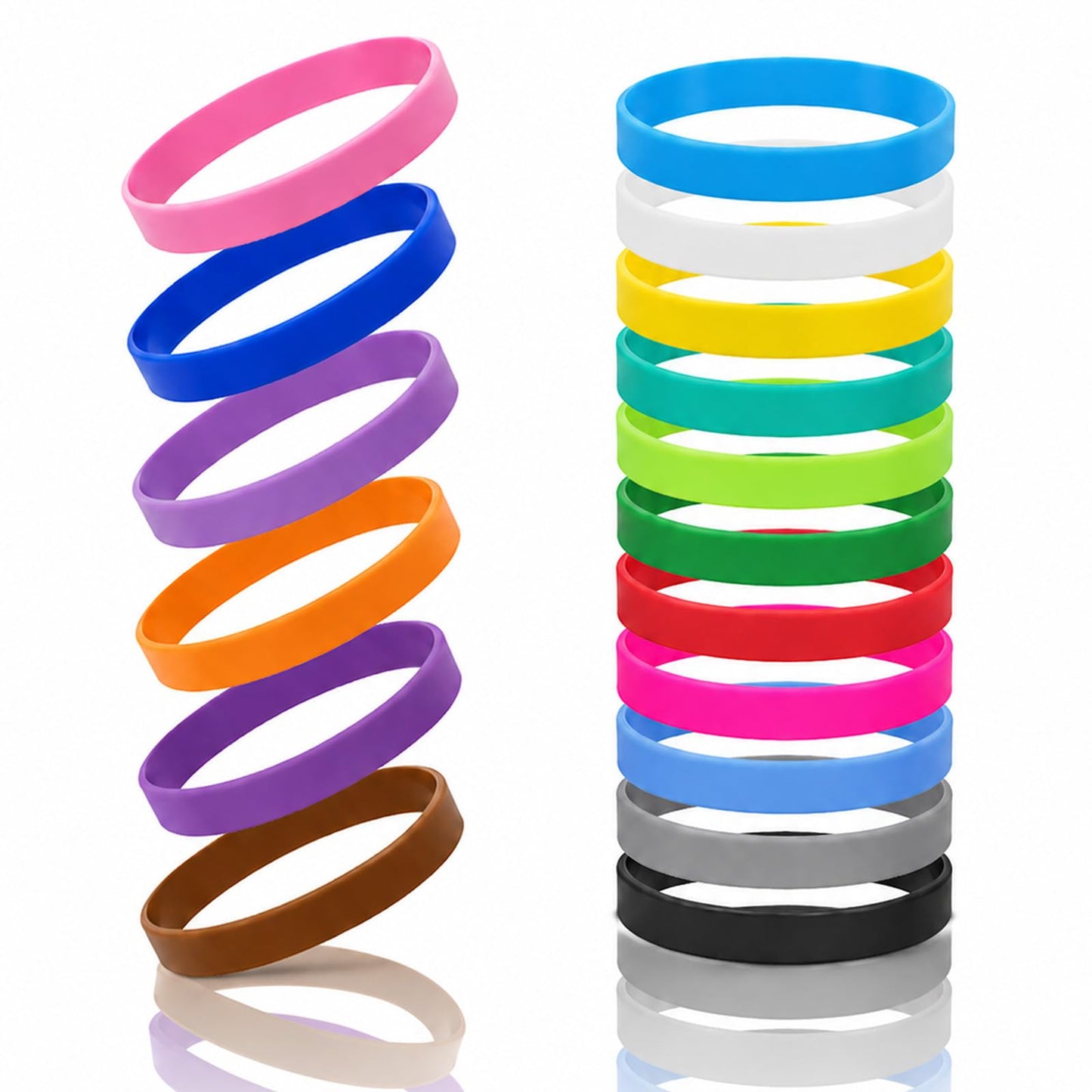 Chsoejuf 17 Pack Silicone Bands Rubber Bracelets Wristbands Solid Color