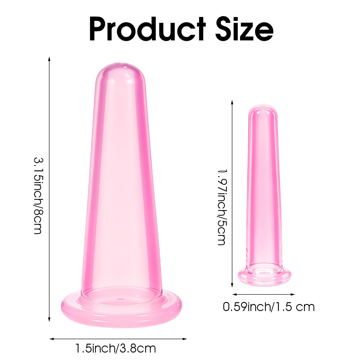 Xinjoduz 4 PCS Face Cupping Set, Plastic Cups for Cupping Therapy Set Vacuum Cupping Cups for Face and Eye Anti Cellulite Massage Tool for Facial Fitness and Skin Care(2 Small + 2 Large)(Pink)
