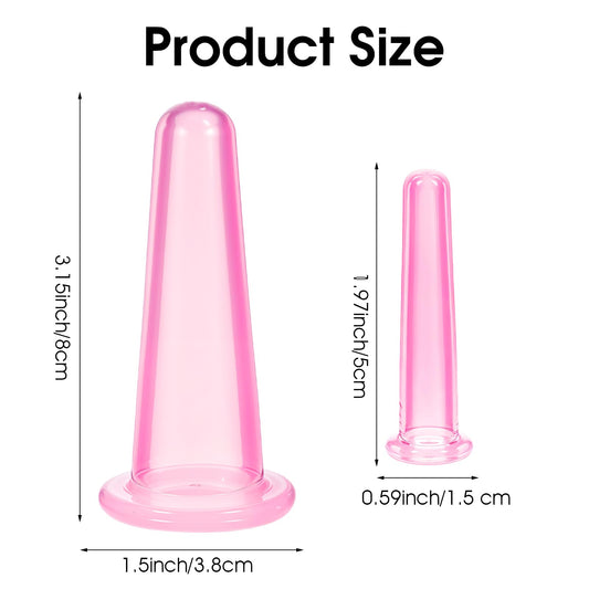 Xinjoduz 4 PCS Face Cupping Set, Plastic Cups for Cupping Therapy Set Vacuum Cupping Cups for Face and Eye Anti Cellulite Massage Tool for Facial Fitness and Skin Care(2 Small + 2 Large)(Pink)
