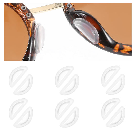 Xinjoduz 6 Pairs Eyeglass Nose Pads, 3mm Clear Anti-Slip Silicone Adhesive Nose Pads for Glasses Nose Pad Cushion Eyewear Retainer Nose Grips with Air Bag for Plastic Frames Eyeglasses and Sunglasses