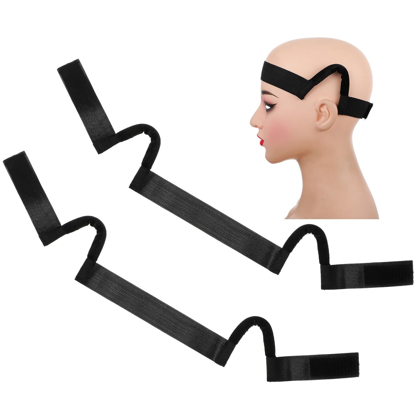 Matwsec 2PCS Wig Melting Band Elastic Bands for Wig Band with Ear Cut Outs No Slip C Shaped Ear Curve Headband for Securing Wigs Without Glue or Pressure
