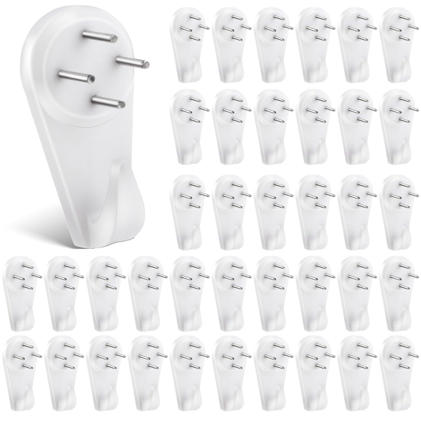 Teaaha 50 PCS Picture Hanging Kit, Invisible Stucco Hooks for Plasterboard Walls, Drywall, Concrete Wall, ABS Material, White Color, No Drilling