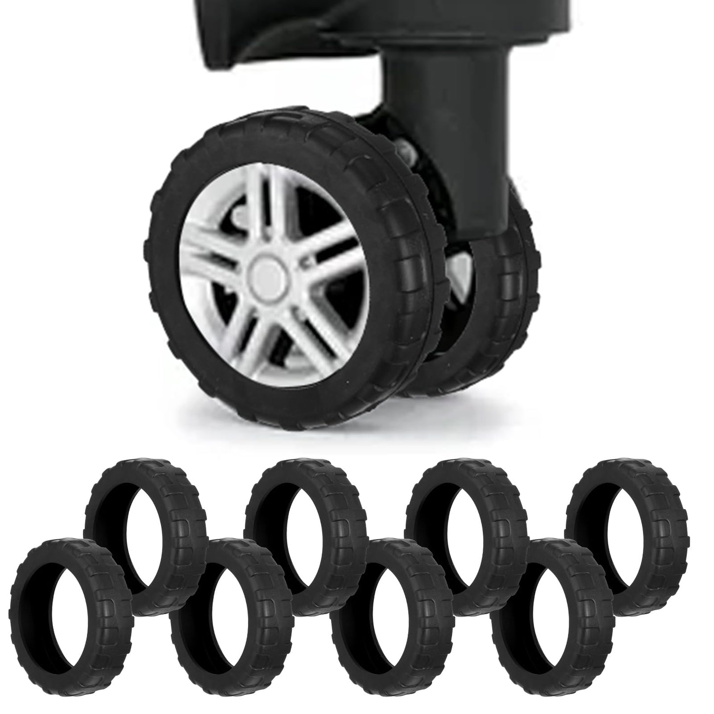 Tyqour 8Pcs Silicone Luggage Wheel Protector Covers Anti-Wear Suitcase Wheel Protectors Portable Noise-Proof Suitcase Covers Protectors Anti Scratch Spinner Wheel Covers for Office Chair Cast