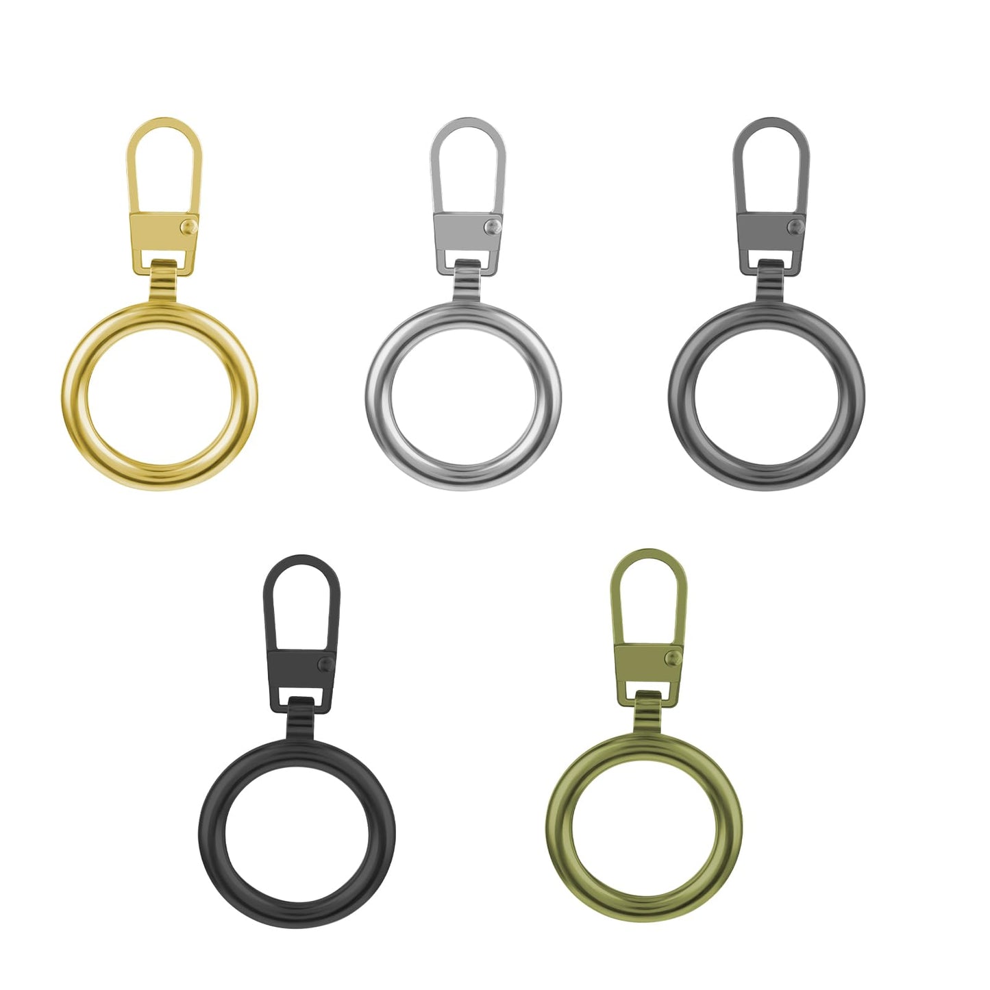 5PCS Ring Zipper Pulls, Ymapinc Round Zipper Pulls Replacement Detachable Zipper Tab Repair Slider for Small Hole Zippers Pulls Replacement for Jacket Coat Suitcases Backpack Handbags Purse