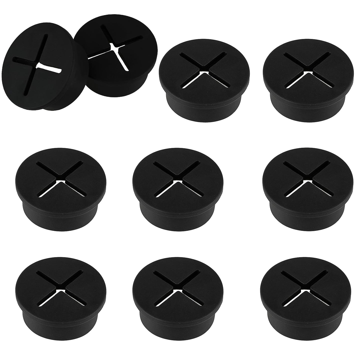 10PCS Cable Cord Grommet, 1.14 Inch Cable Grommet Black Cable Hole Cover Flexible Wire Rubber Grommets for Desk Furnitures Round Wall Grommets Cover Wire Management for Office Home Computer Desk