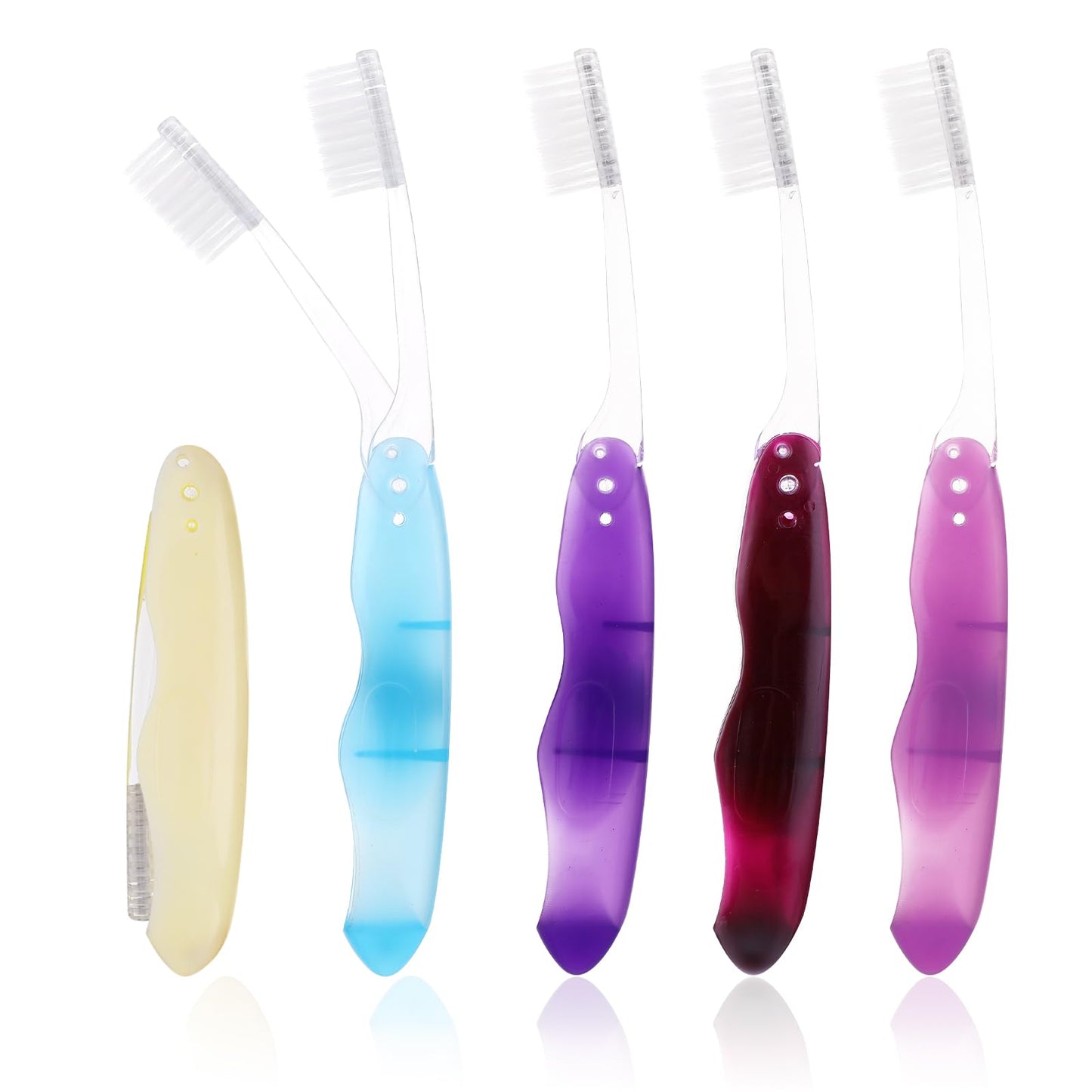 Ouligay 5Pcs Travel Toothbrush Folding Toothbrush Foldable Mini Toothbrush Portable Soft Toothbrush Mini Camping Toothbrush for Adult Kids Camping Travel Home