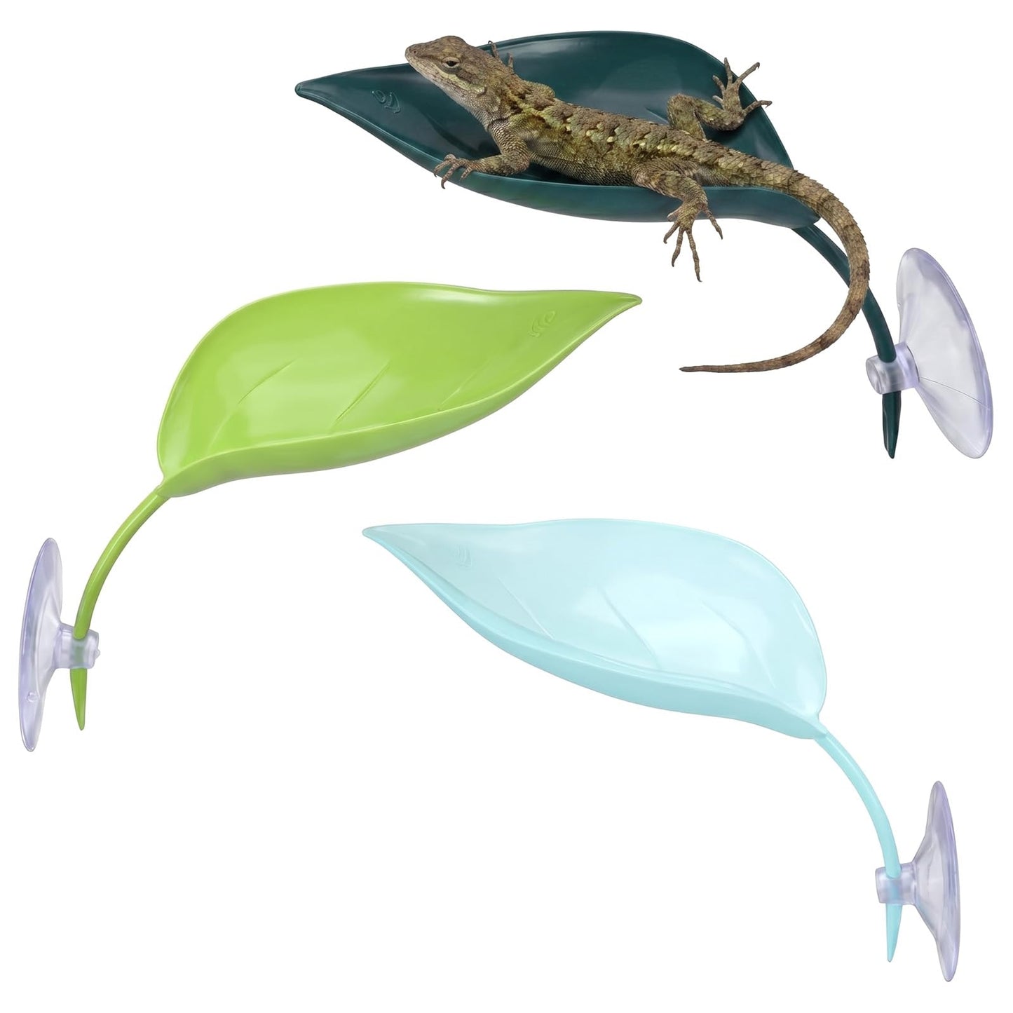 Chsoejuf 3PCS Plastic Leaf Reptile Hide Tree Frog Terrarium Tank Decoration