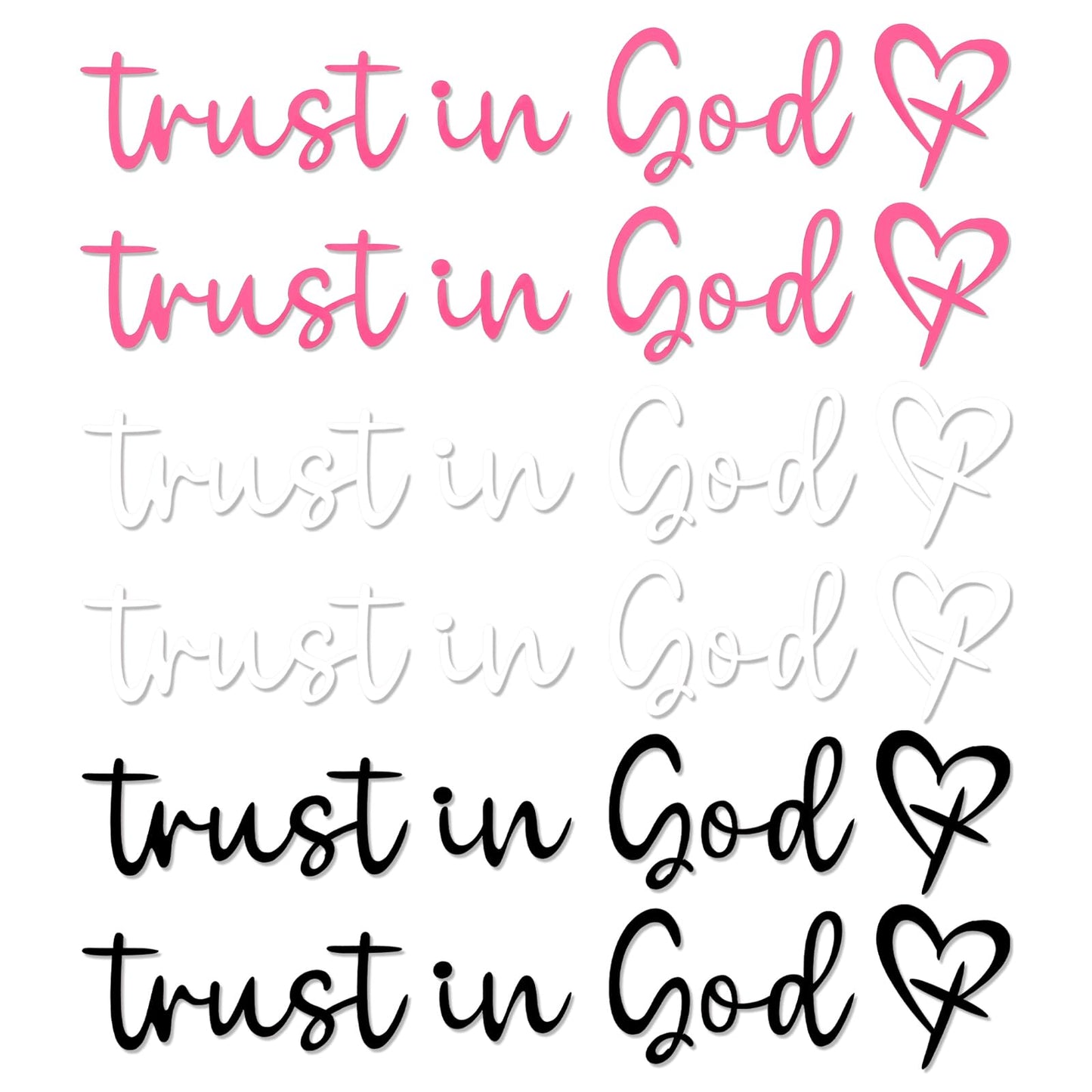 6PCS Trust in God Rearview Mirror Decal, Holographic Stickers Rear View Mirror Sticker Vanity Mirrors Stickers for Window, Mirrors, Tumbler, and Water Bottle(White, Black, Pink)