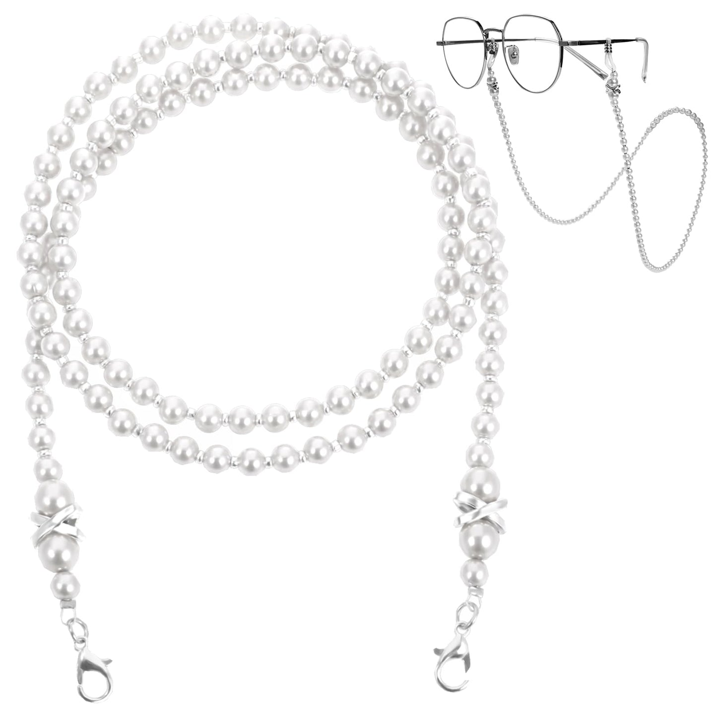 Tyqour Eyeglasses Chain, Pearl Eyeglass Chain for Women, Elegant Eye Glass Chains Holders, Eyeglasses Strap Lanyard, Eyewear Retainer Chain for Glasses Around Neck Women