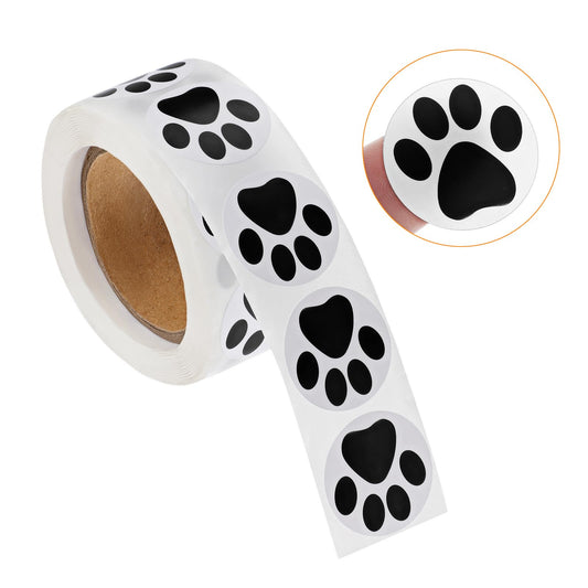 Xinjoduz 500 PCS Dog Paw Print Sticker, 1 Inch Clear Paw Puppy Patrol Stickers Small Self-Adhesive Bear Dog Paw Print Stickers Cute Pet Stickers Roll for Kids Envelopes Room Gift Wrapping Decoration