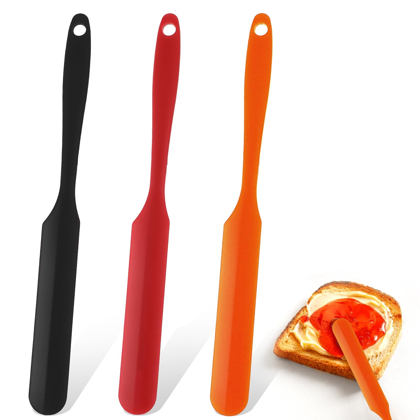 Jar Spatula, Mabor 3 PCS Silicone Spatulas Heat-Resistant Baking Small Spatula Non-Stick One-Piece Seamless Design Kitchen Must Have Icing Silicone Jar Blender Silicone Spatula(9.5-Inch)