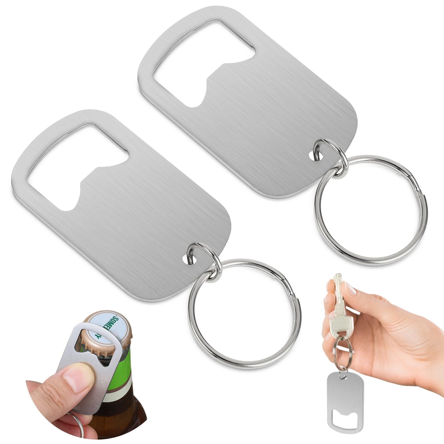 Ouligay 2Pcs Bottle Opener Keyring Flat Beer Bottle Opener Keychain Stainless Steel Beer Opener Mini Bottle Opener Keyring Beverage Drinks Soda Bottle Opener for Daily Use Home Bar Restaurant