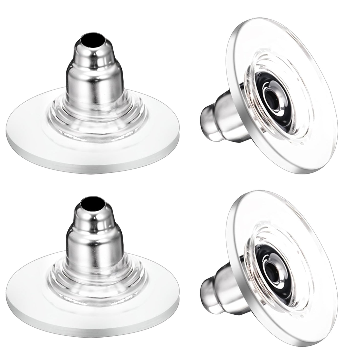 Locking Earring Backs for Studs 100Pcs Large Earring Backs for Heavy Earrings Hypoallergenice Earring Backs Replacements Earring Backs for Droopy Ears Heavy Earring Support Backs (Silver)