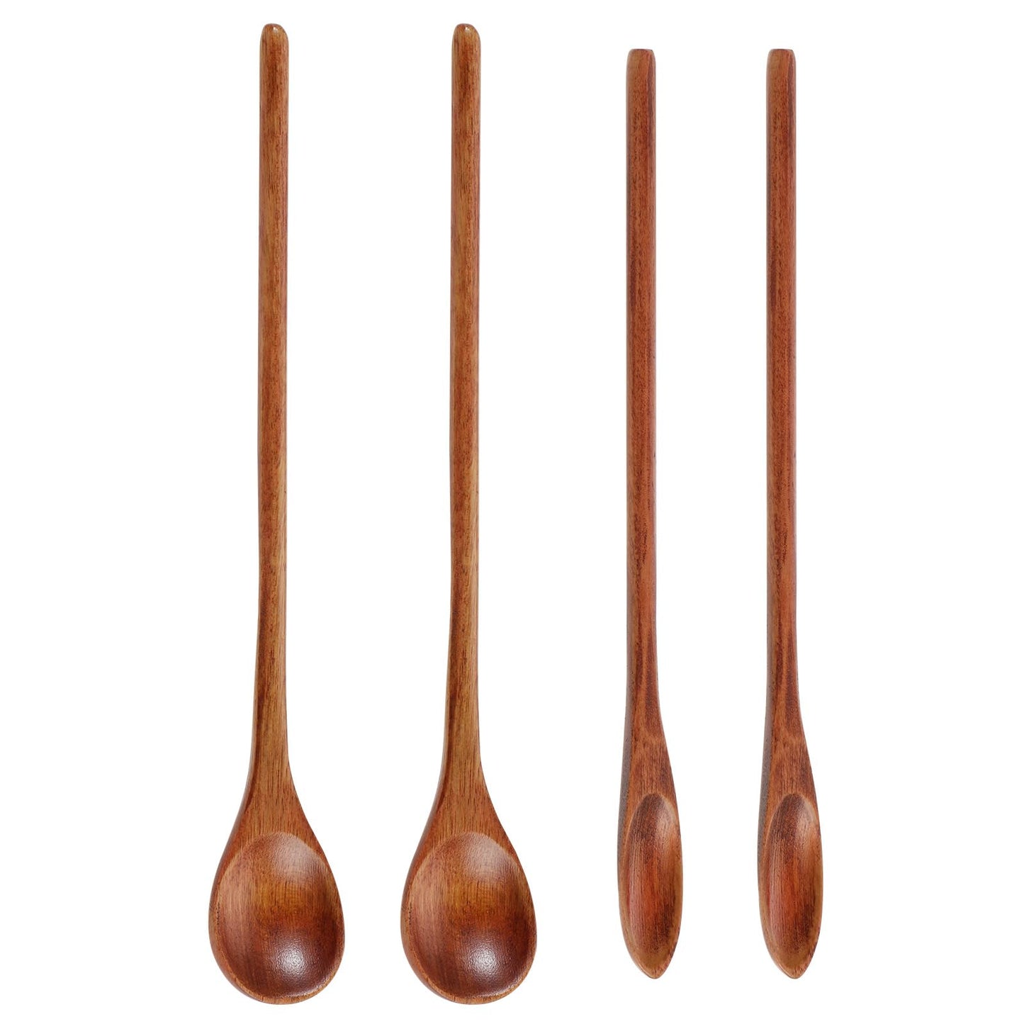 4 PCS Wooden Spoon 7.8 in Wooden Spoons for Cooking Mixing Stirring, Long Handle Wood Spoon Kitchen Table Wooden Honey Spoon with Nice Wood Texture Kitchen Cooking Utensils(2style)