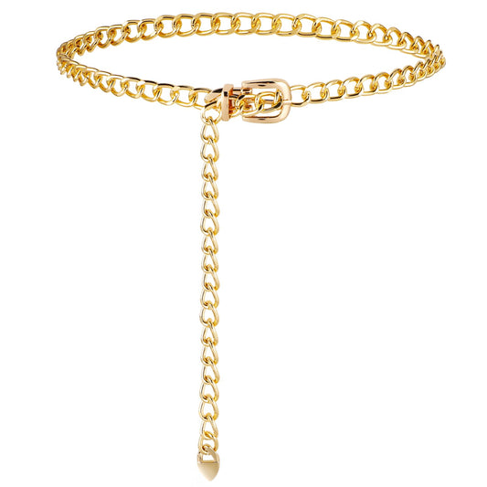 Xinjoduz Gold Belt Chain Gold Waist Chain Belt Adjustable Metal Belt Gold Belly Chain Fashion Onelayer Skinny Chain Belts Waist Jewelry for Women Dress Jeans Shirts Trousers Daily Wear