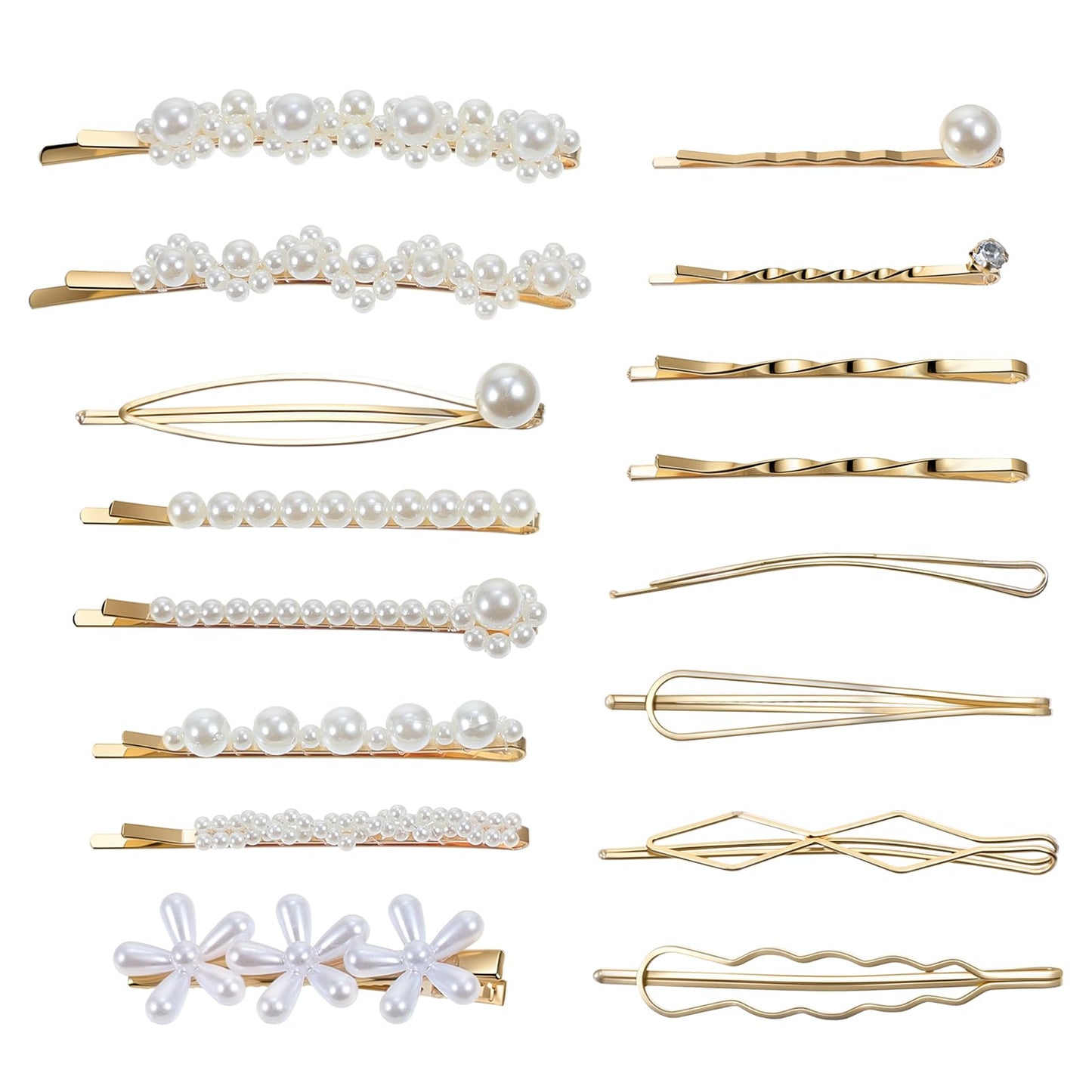 Bnehmb 16pcs pearl barrettes for women, Vintage Combination pearl hair clip
