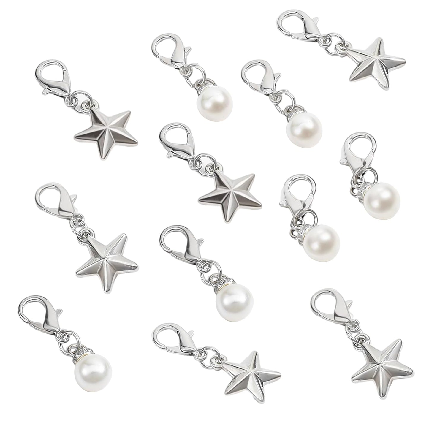 Ymapinc 12Pcs Cute Shoe Lace Charms for Sneaker, Five-pointed star and Pearl Shaped Kawaii Shoelace Charms for Canvas Shoes DIY, Decoration Clip for Women