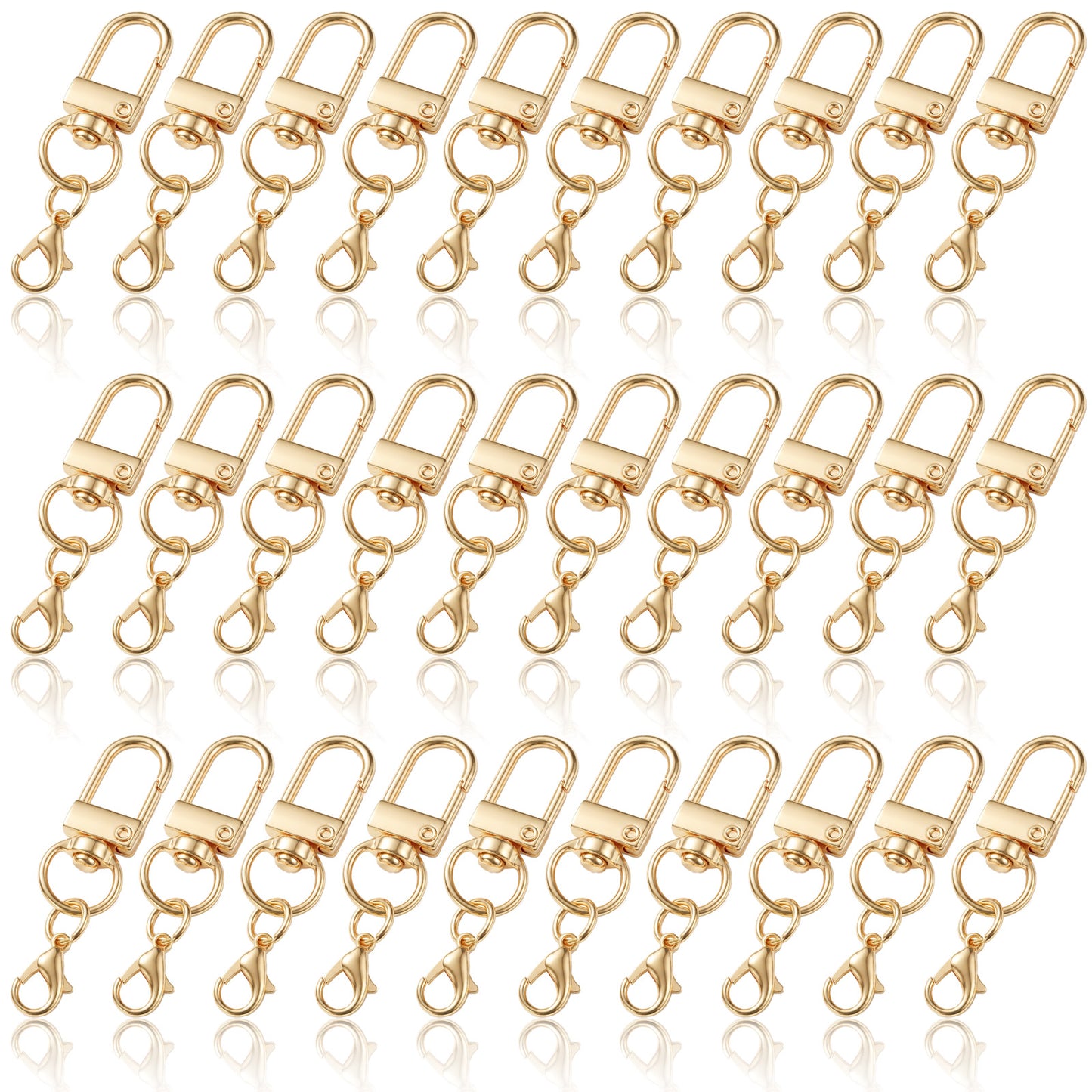 Matwsec 30 Pcs Gold Lobster Claw Clasps, Metal Swivel Snap Hooks for Keychains, Jewelry Making, Purse Bag Charms, Lanyard Connectors and Craft Projects, Sturdy Gold Keychain Clips