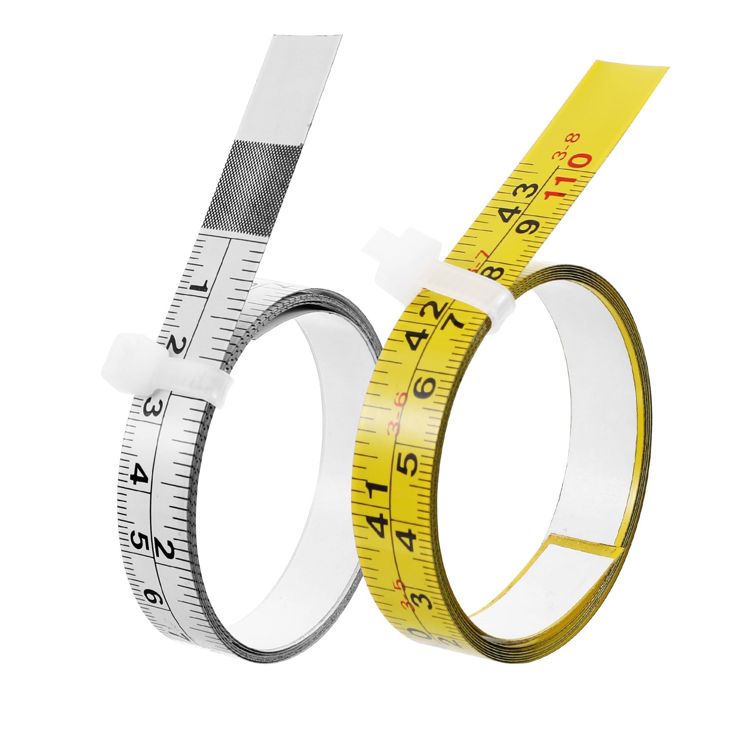 2 PCS 1/2" Self Adhesive Measuring Tape Peel and Stick Tape Measure 42.32"/107.5 Cm Imperial and Metric Scales Right Left Stick on Workbench Ruler for Woodworking Saw Drafting Table(White Yellow)