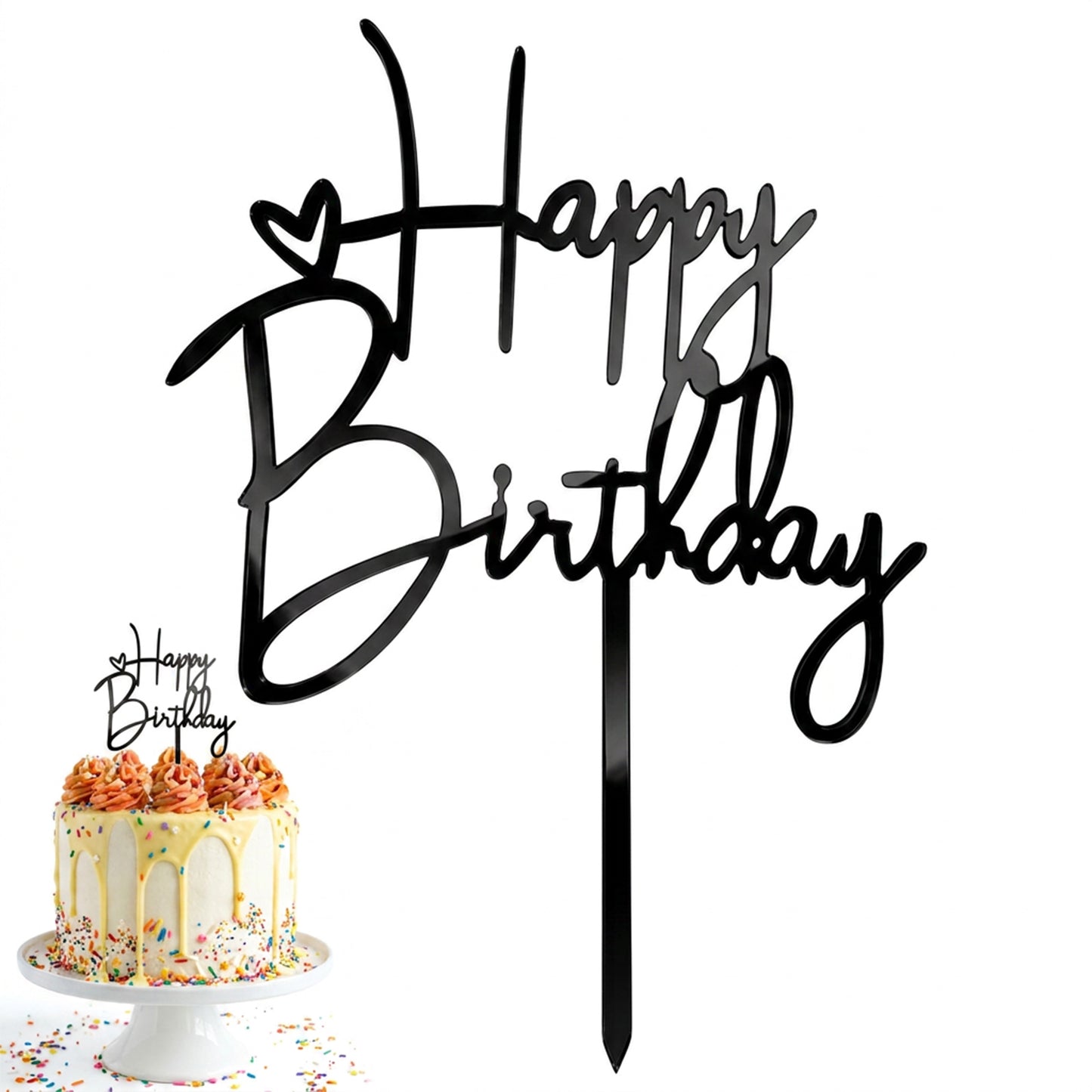 Nogeqi 1 PCS Happy Birthday Cake Topper, Acrylic Birthday Cake Decorations