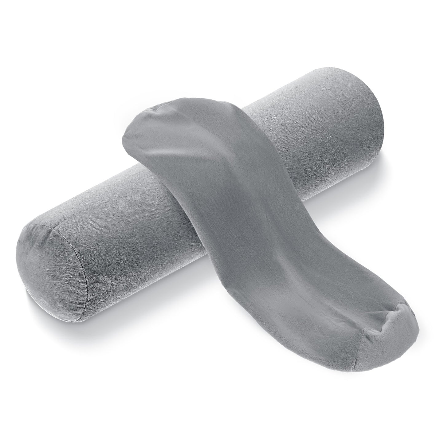 Sorcristy 2 Pack Neck Pillow Covers with Zipper, 16.14x5.9 Inch Round Pillow Covers Cylindrical Pillowcases for Home Decor (Gray)