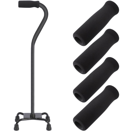 Xinjoduz 4PCS 4.33×1.34×1.34 Inches Cane Handle Grip Replacement, Offset Grips Walking Cane Accessories Black Sponge Hand Grip for Tool Grips Bicycle Grips Crutch Handles Sports Equipment Covers