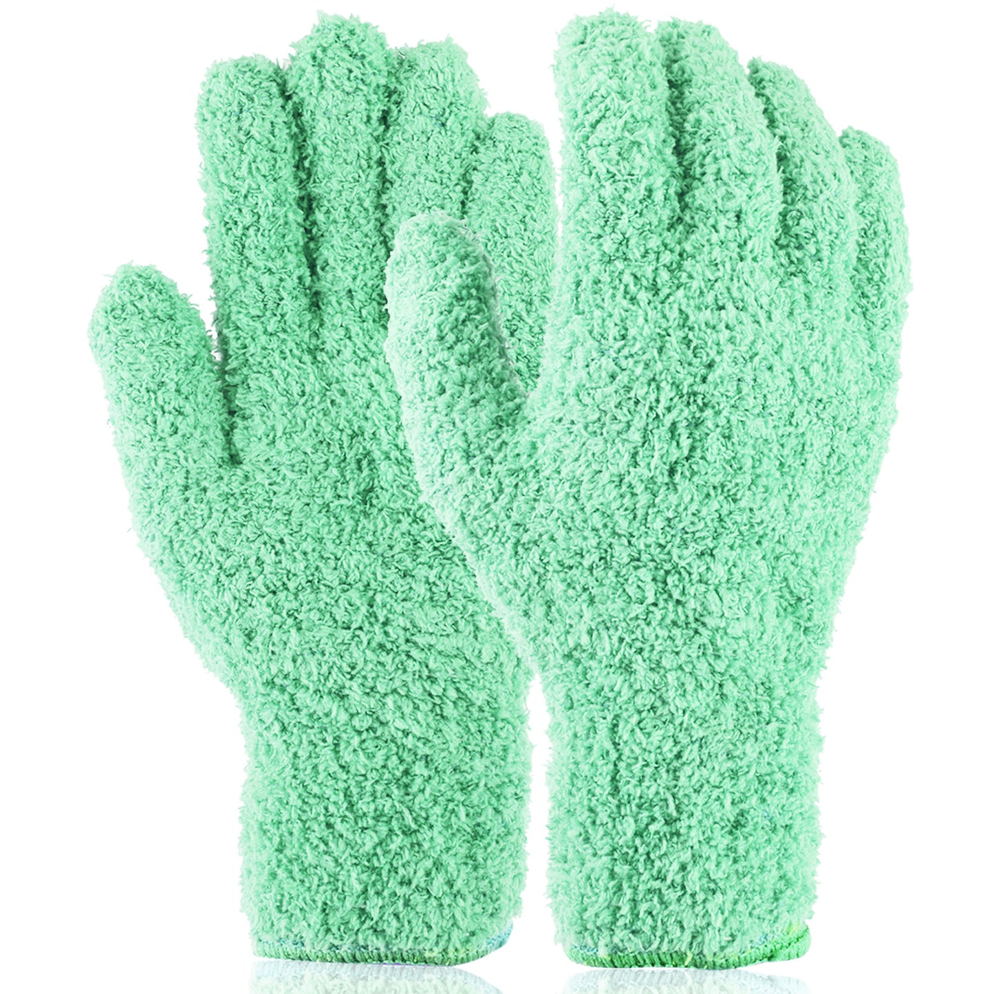 Ymapinc Microfiber Gloves for Plant Dusting Cleaning, Green Kitchen Indoor Gloves Reusable Dusting Mitt for House Use Desk Window Blind Screen Car Wash