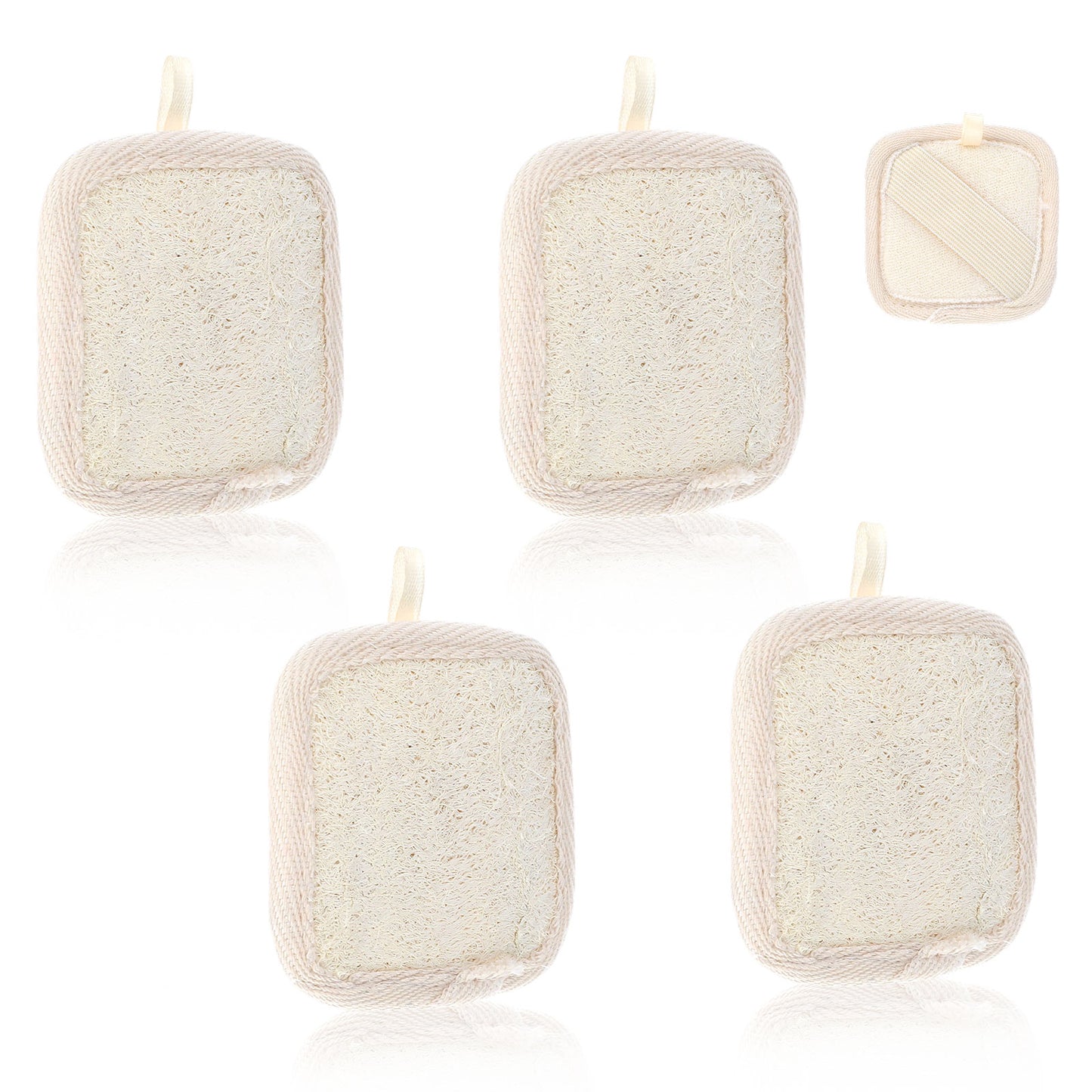 Tyqour 4 Pcs Face Exfoliating Loofah Pads Natural Loofah Sponge Facial Scrub Pads Exfoliating Pads for Face Scrubbers Facial Sponge Loofah Natural for Women Men Bath Shower (Square)