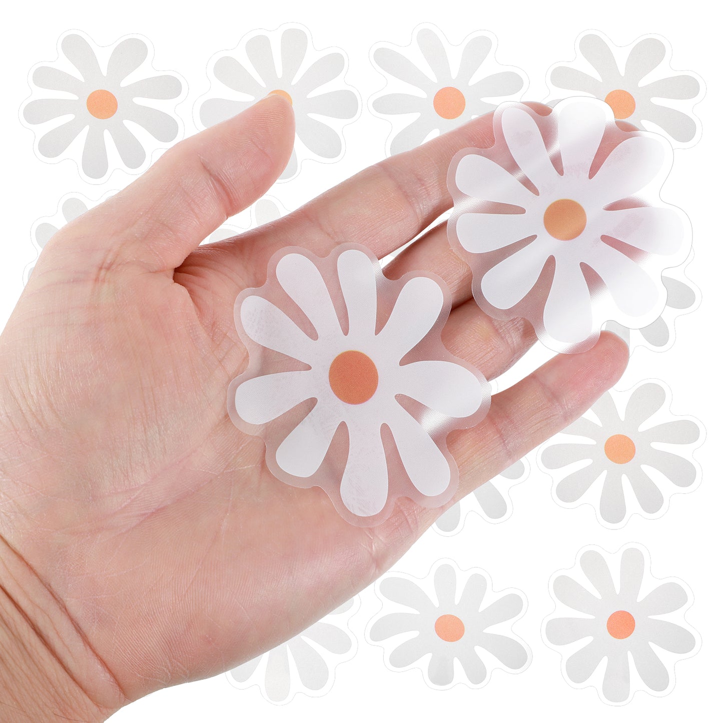 72 Pcs Daisy Stickers,Small Flower Daisy Stickers to Decorate Phone, Water Bottleplant Sticker,Laptop Vinyl Decal, Mini Flower Aesthetic Vinyl Sticker Pack(White)